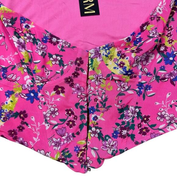 NWT AFRM Myla Corset Crop Top in Pink Paisley Floral Size Large Fairy Castlecore - Picture 4 of 8